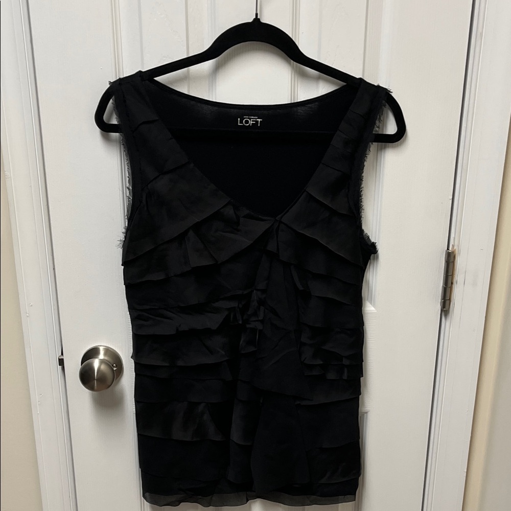 LOFT Black Layered Sleeveless Blouse